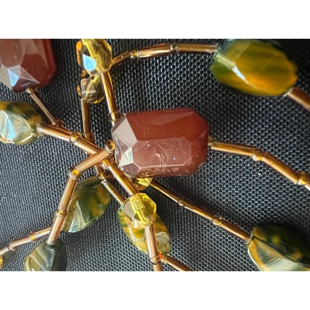 Glass‎ Stone Necklace Beaded Green Amber70